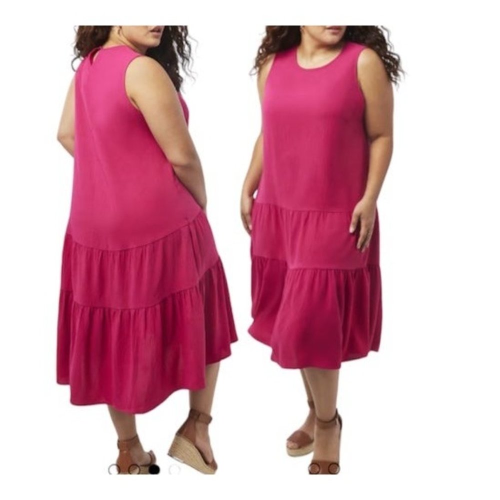 Dress pink fuchsia sundress fashion sleeveless sz 16 xl